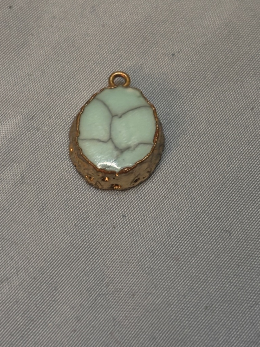 Gold-Edged Mint Stone Pendant Charm